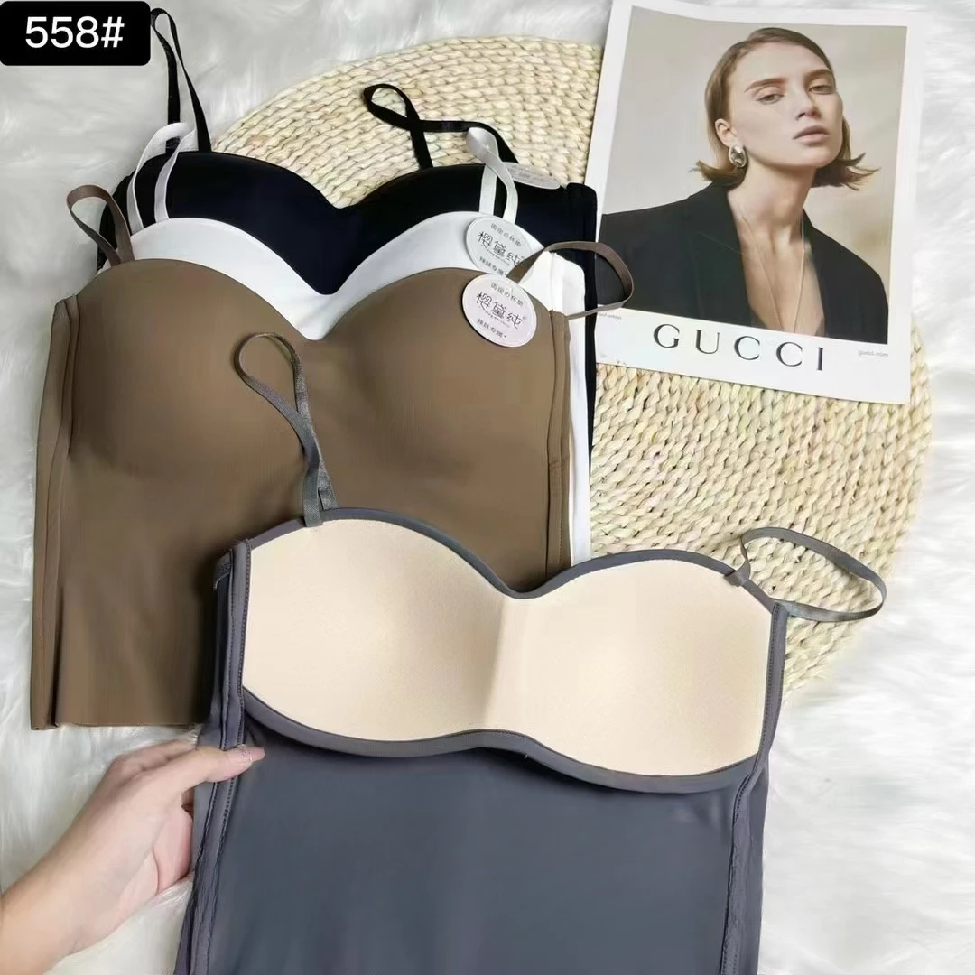 558女士固定杯纯色吊带背心---z