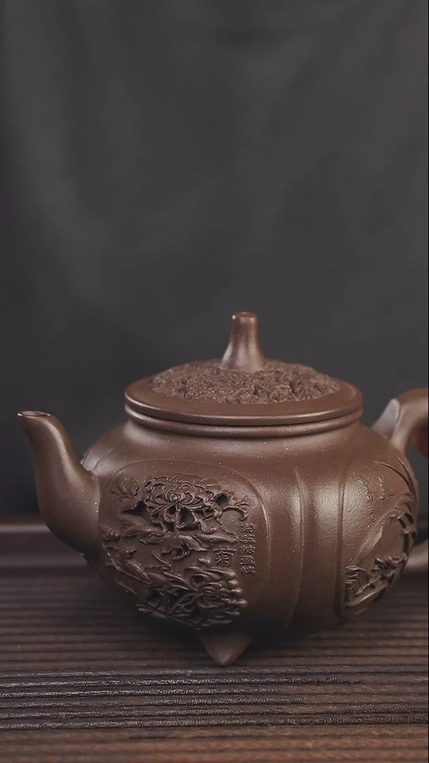 【闪购商品】紫砂茶壶240cc黑墩头顾氏手工紫砂