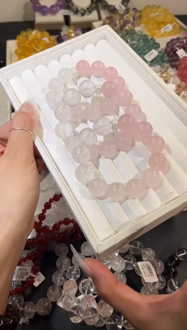 合金手链水晶多样性发一蜜桃奶霜16mm