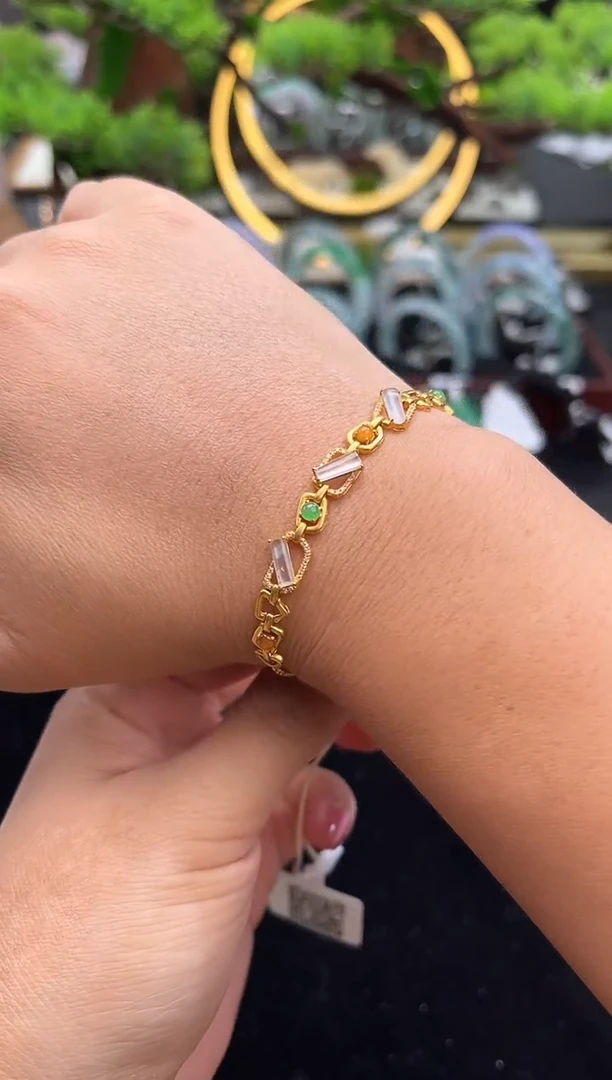 18K金镶嵌手链翡翠手链