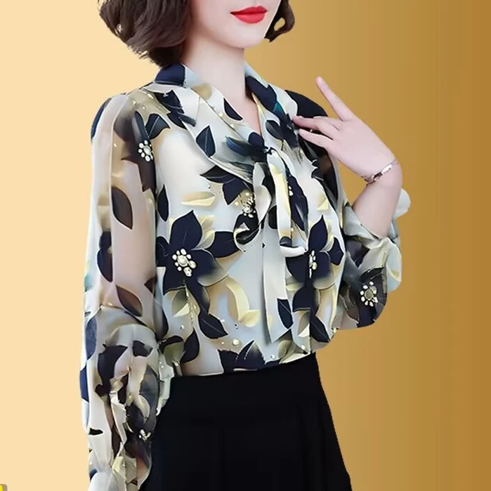 5.九分袖碎花衬衫女2025年春夏新款高端时尚显瘦气质洋气小衫衬衣