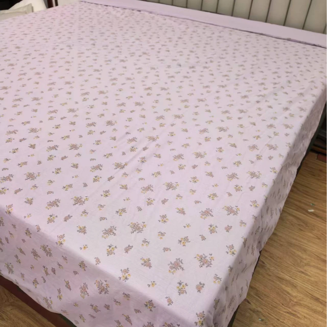 【单人三件套】紫色印花全棉双层纱水洗工艺精缩三件套155*210cm