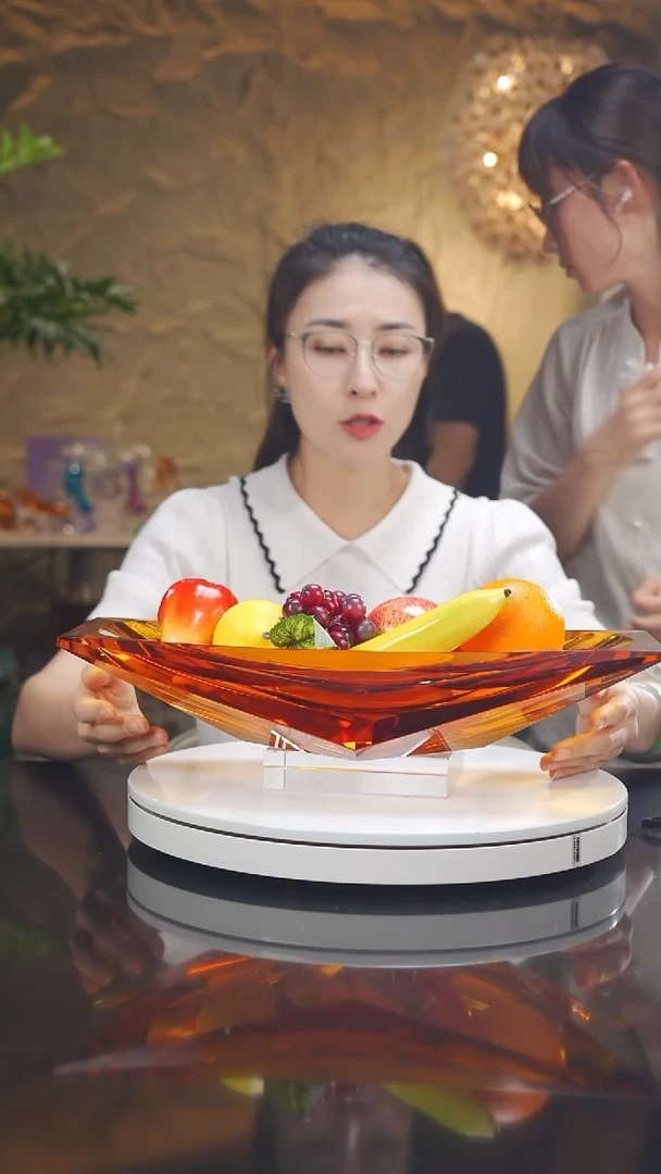 琉璃琥珀色船型果碗