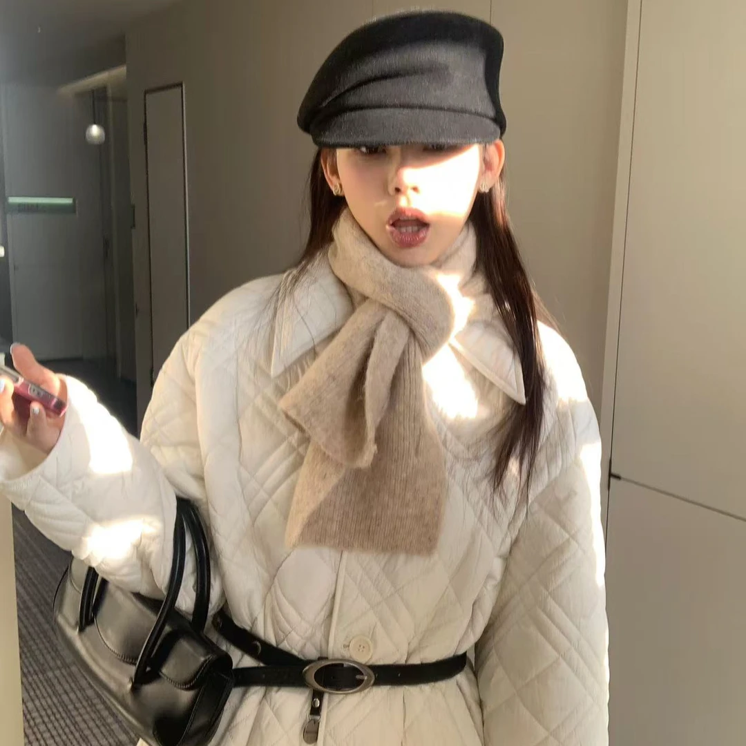 Yuki wang 乌兰之夜~慵懒气质休闲宽松版夹棉长外套上衣黑米