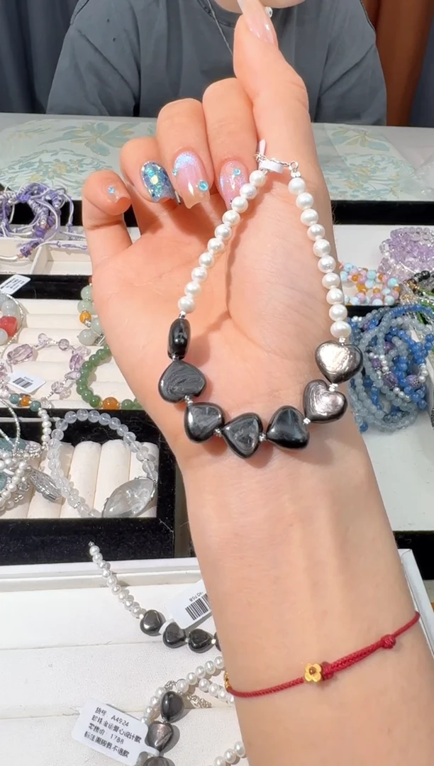 【闪购商品】淡水珍珠手绳银S925镶嵌N055珍珠金运爱心款