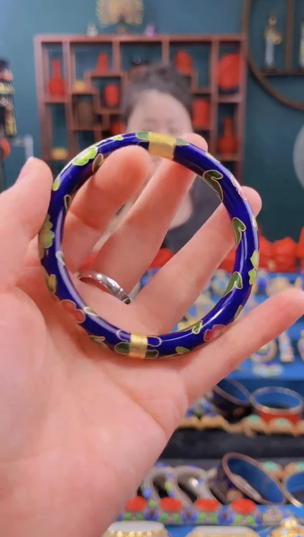 非遗景泰蓝手镯 开口55-63 宝蓝