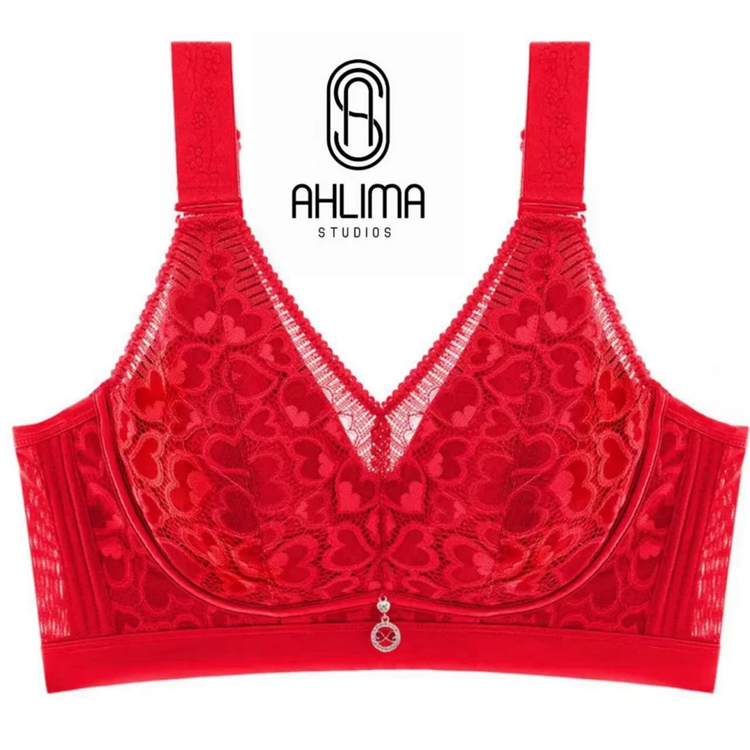AHLIMA大码女装2024推荐款蕾丝性感女士透气舒适大胸显小