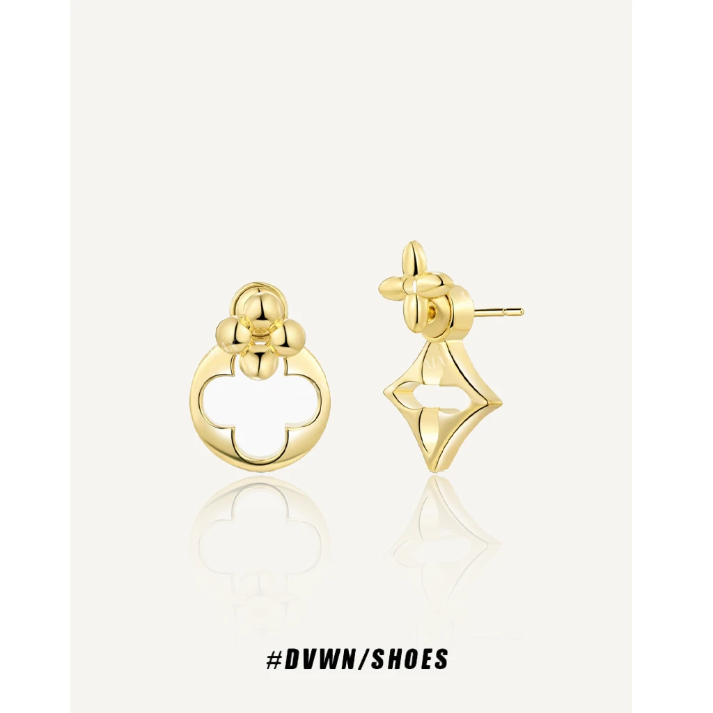 铜合金合成锆石耳饰 【花簇系列】镂空老花耳钉