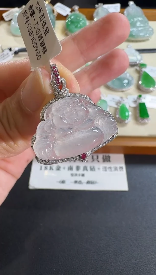 【闪购商品】翡翠吊坠(不含链)18K金镶嵌【源头工厂】宝石钻石镶嵌