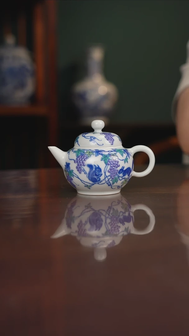 空山明月 青花斗彩