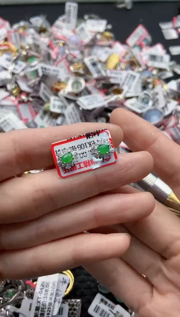 翡翠戒指银S925镶嵌3333---8