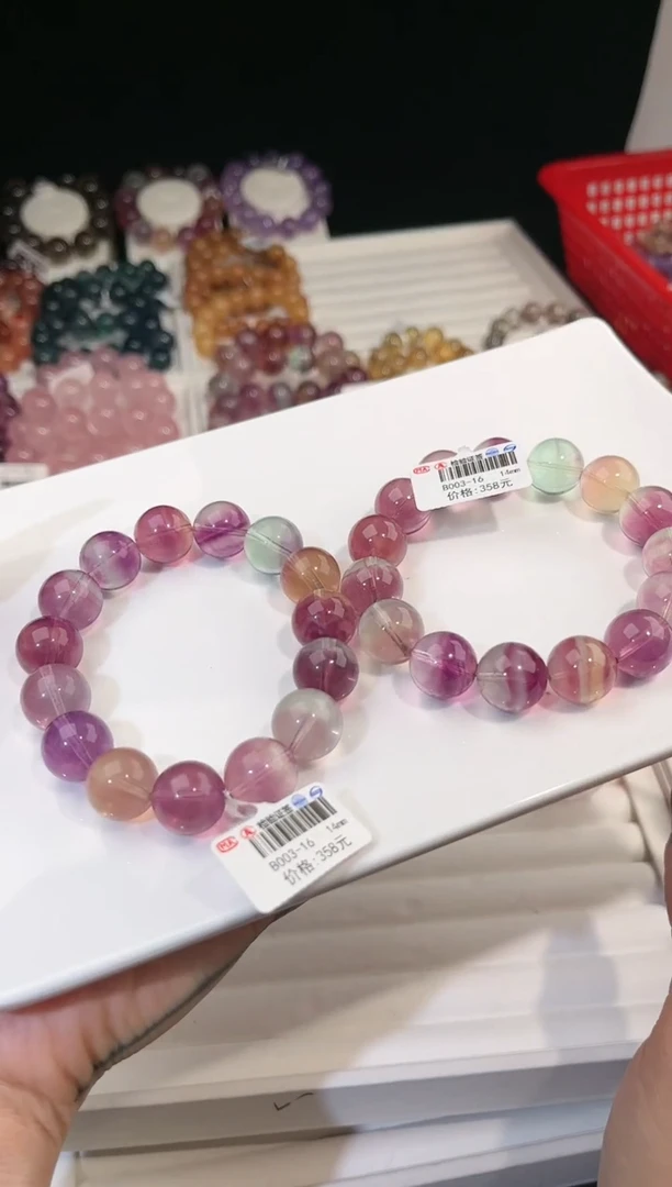 【闪购商品】萤石手链未镶嵌多样性发一彩萤石14mm