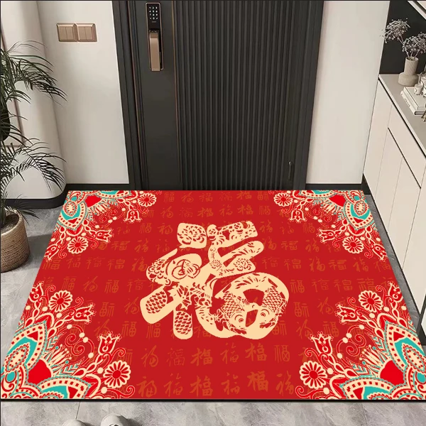 软硅藻泥地垫喜庆地门厅地毯入户门垫防滑大门口外面地垫吸水脚垫