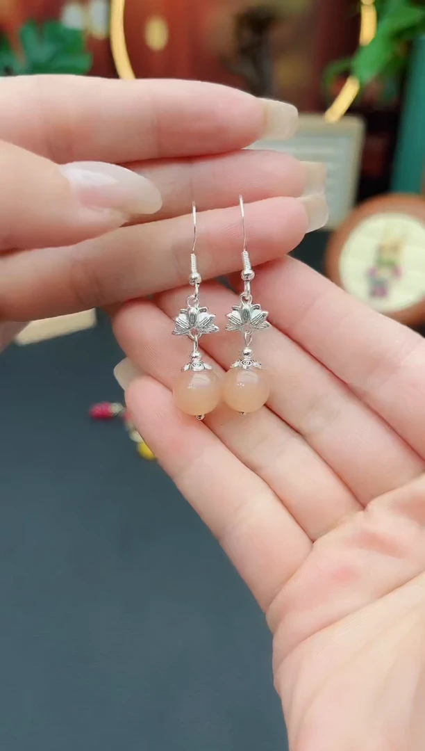 玛瑙/玉髓耳饰银S925镶嵌324