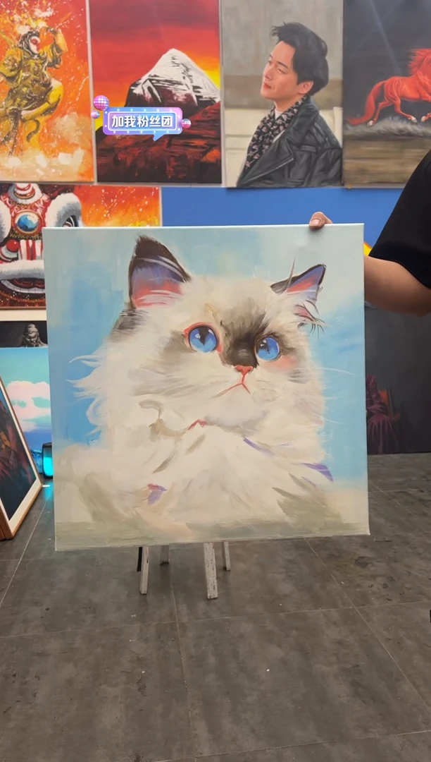 丙烯画Q**_珊珊老师布偶猫不加框