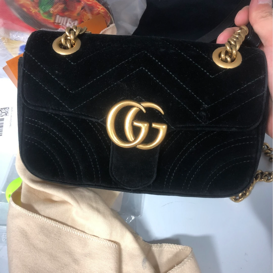 95新 GUCCI/古驰 【周周】Gucci 马蒙22丝绒款/TS023324
