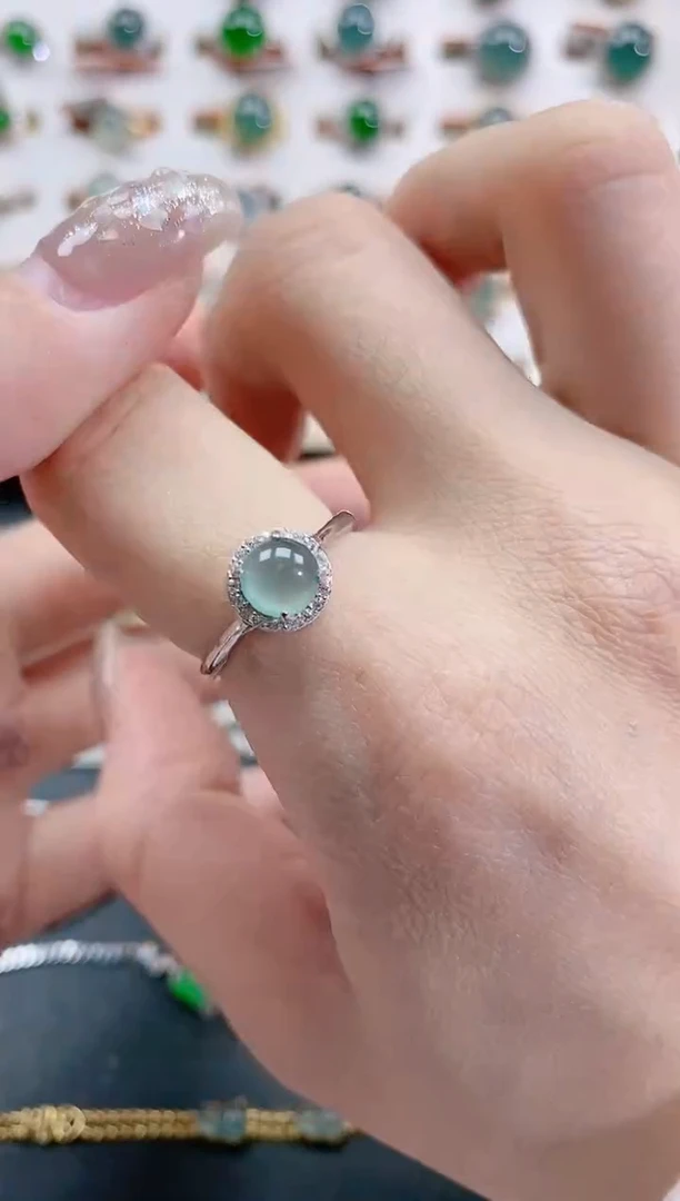 银S925镶嵌戒指翡翠天然翡翠