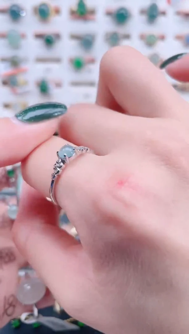 银S925镶嵌翡翠耳饰天然翡翠