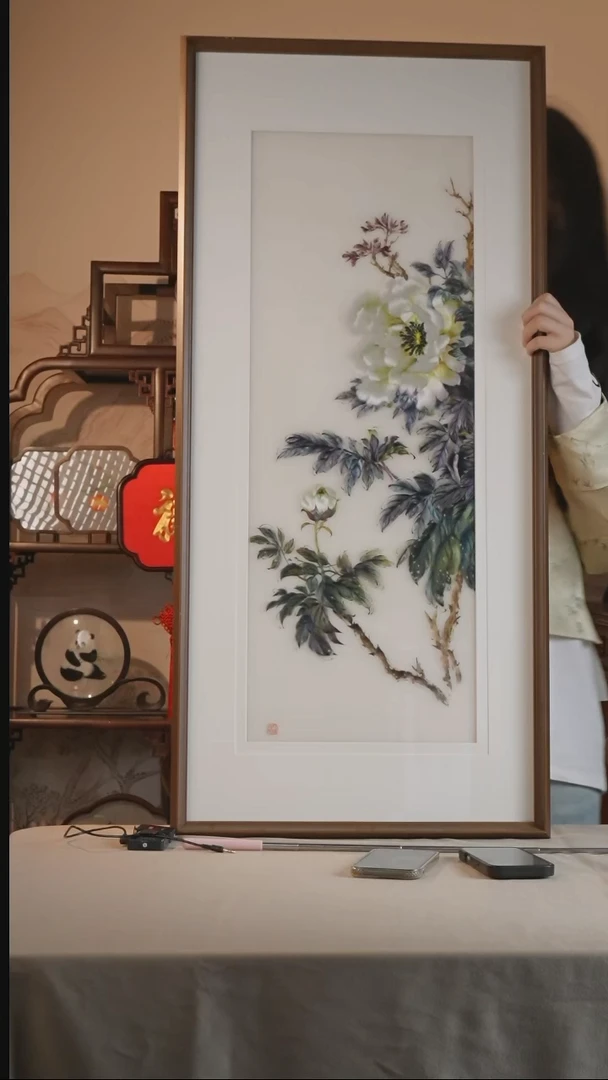 刺绣天香富贵图单面绣挂画