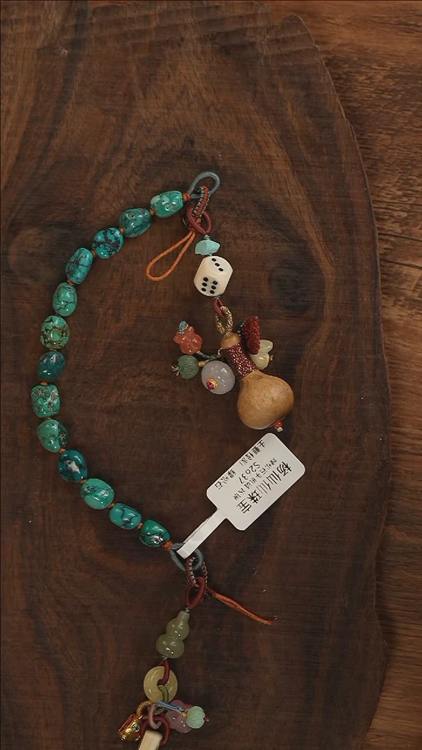 【闪购商品】绿松石手机链银S925镶嵌S2637