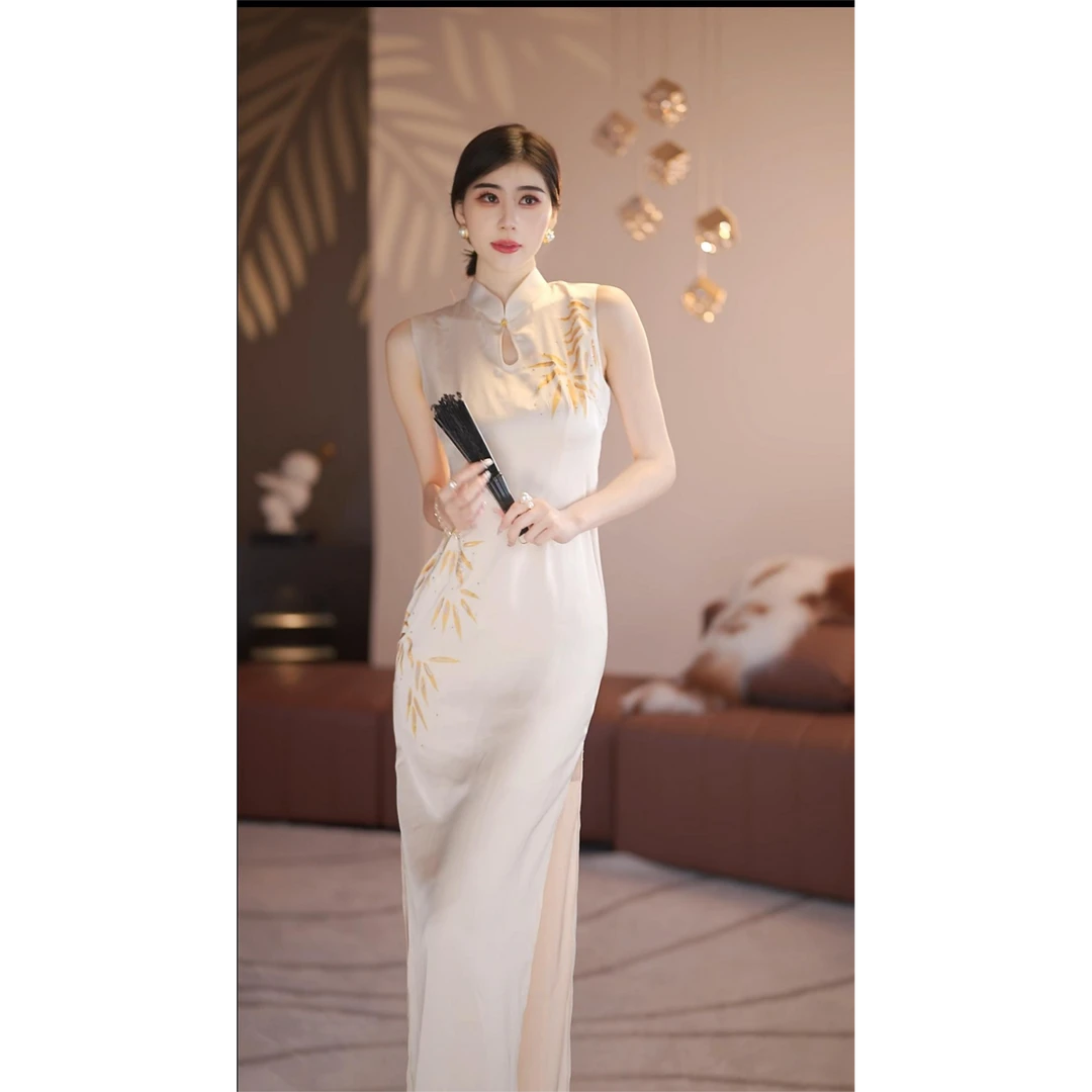 【火火】鎏金竹叶夏季新款气质收腰显瘦连衣裙-DJ10191