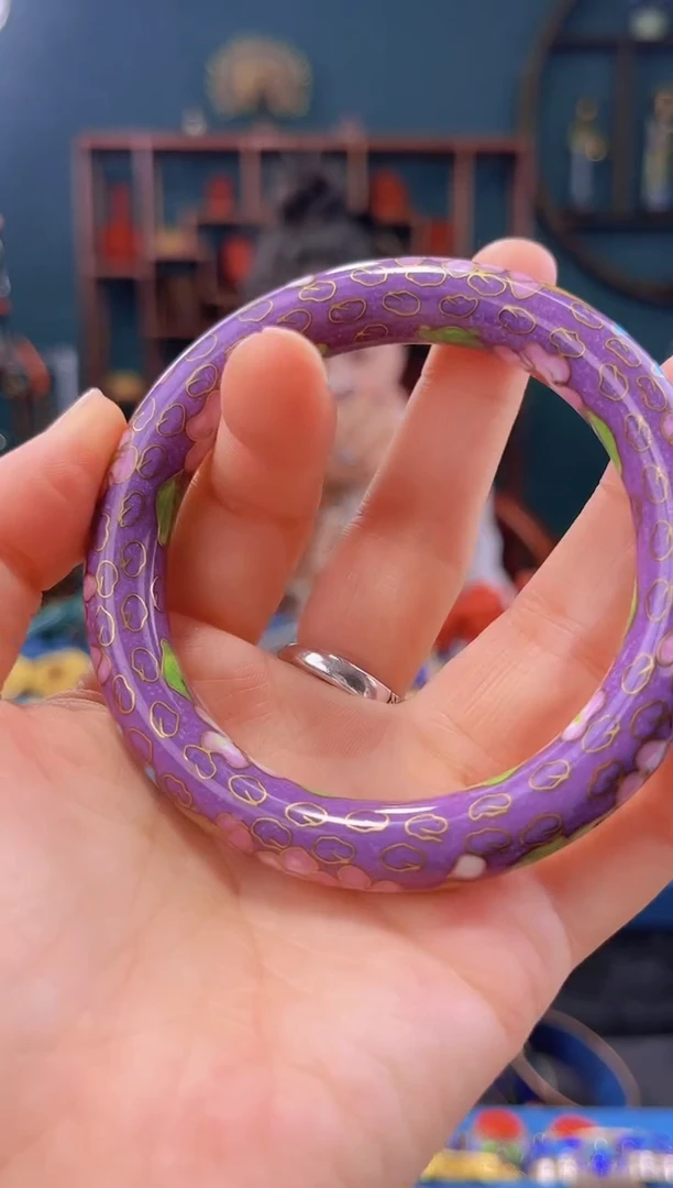 非遗景泰蓝手镯  55-60口 粗版 紫色