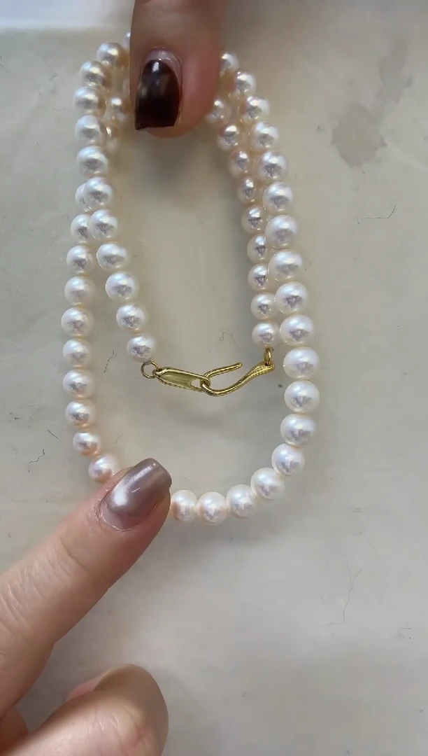 项链未镶嵌淡水珍珠菲**妮无核6.5-7.5mm+S925银项链
