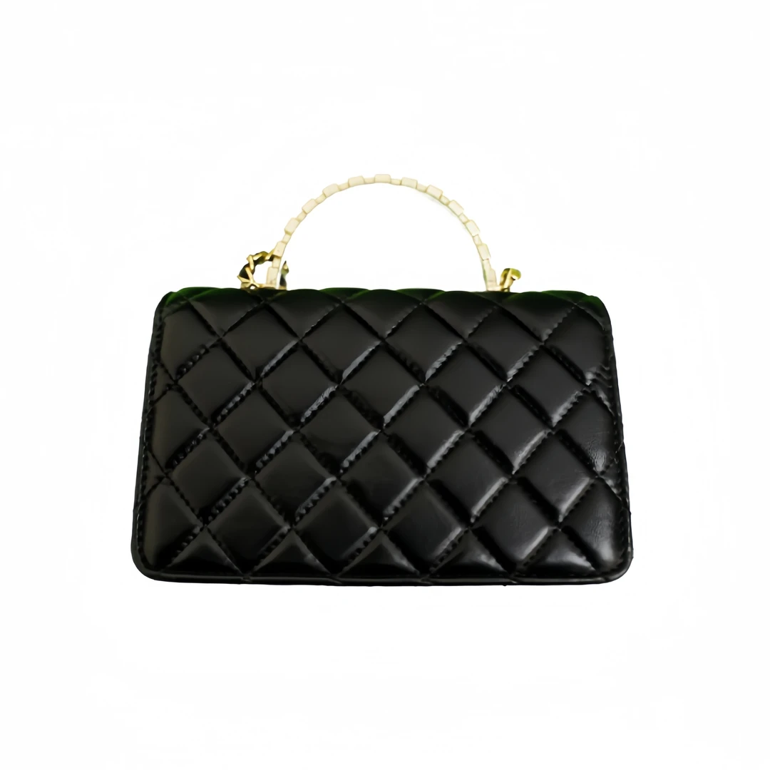 A6时尚百搭真皮女包 想钻 手提 黑色6807