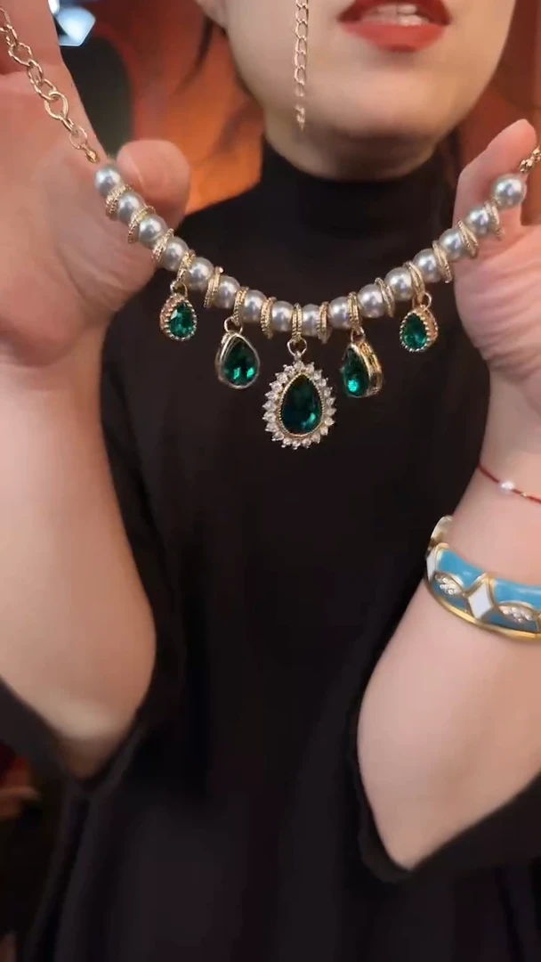 合金无合金无孤品不折腾系列绿色珠珠项链