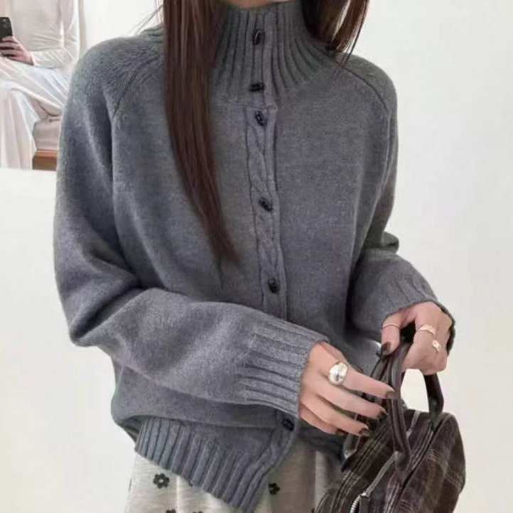 2025秋冬高领新款针织衫宽松显瘦百搭