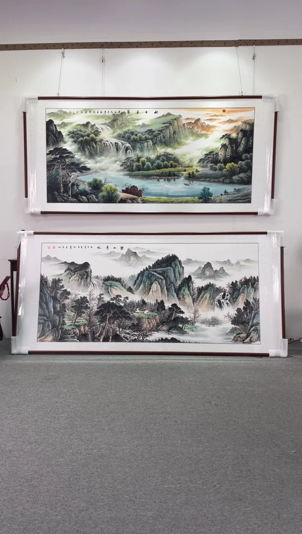 国画碧山秀水238*108手绘国画