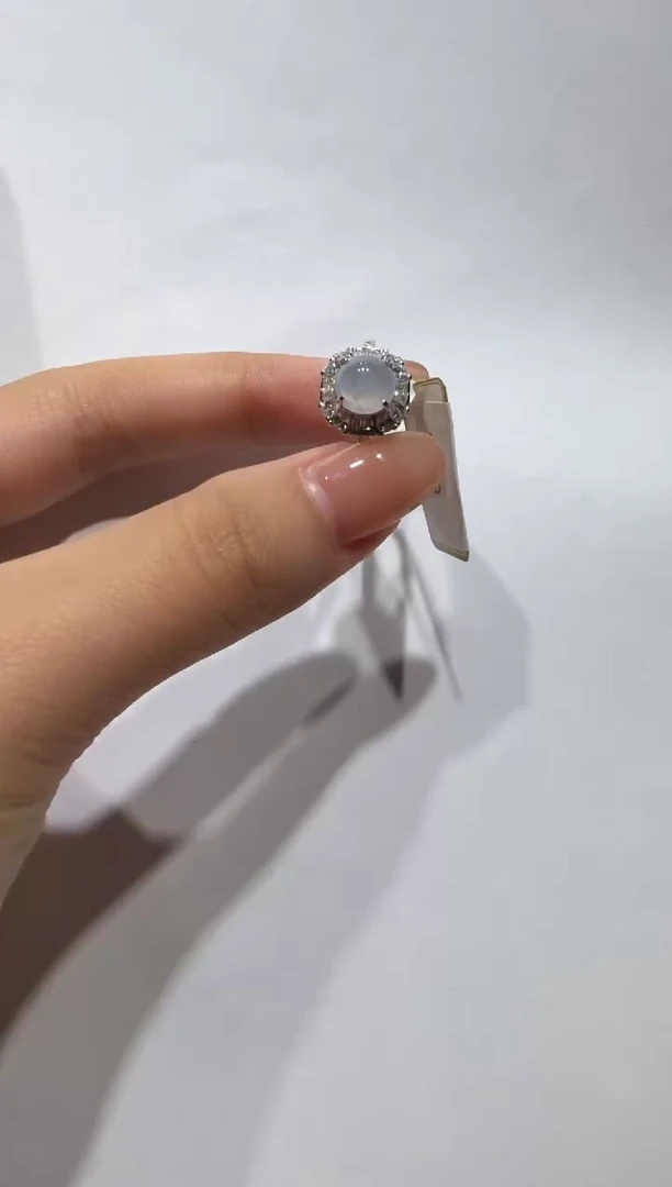 银S925镶嵌戒指翡翠925银镶缅甸A货翡翠戒指