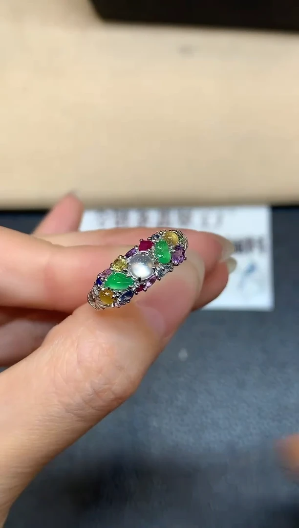 18K金镶嵌戒指翡翠10【无服务费多宝【无服务费