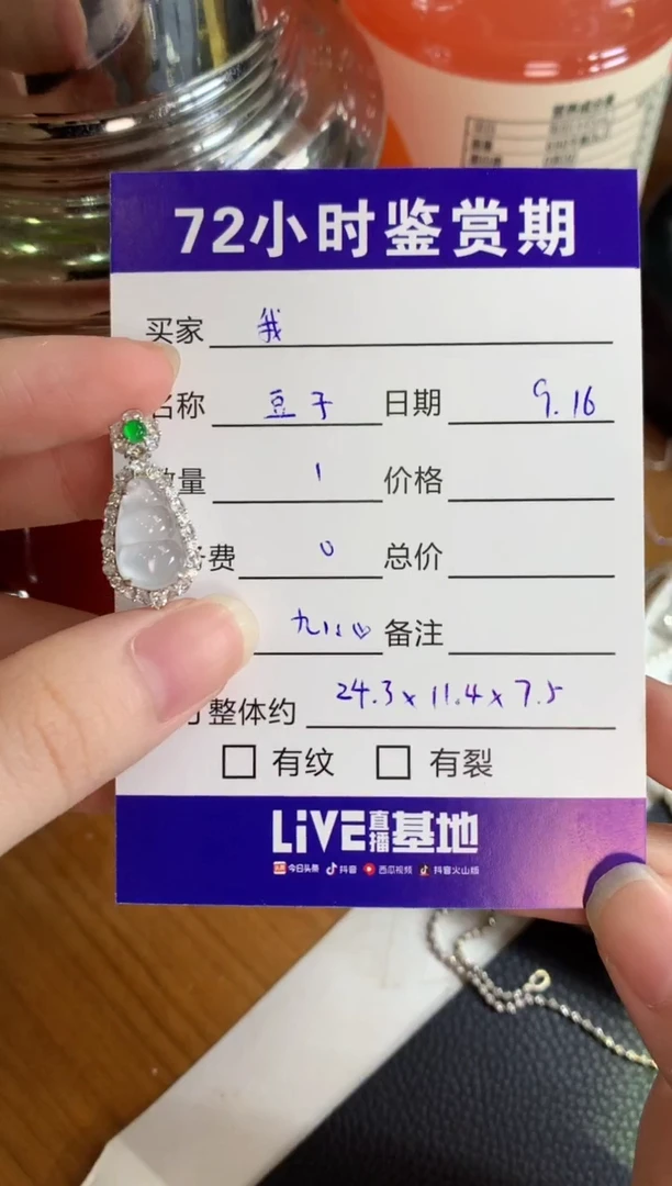 颈饰18K金镶嵌翡翠豆子