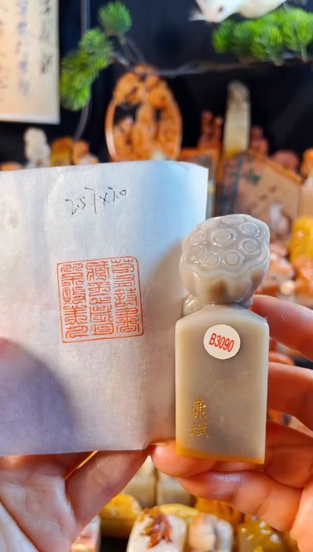 老挝石印石手工篆刻《若有诗书藏于心岁月从不败美人》