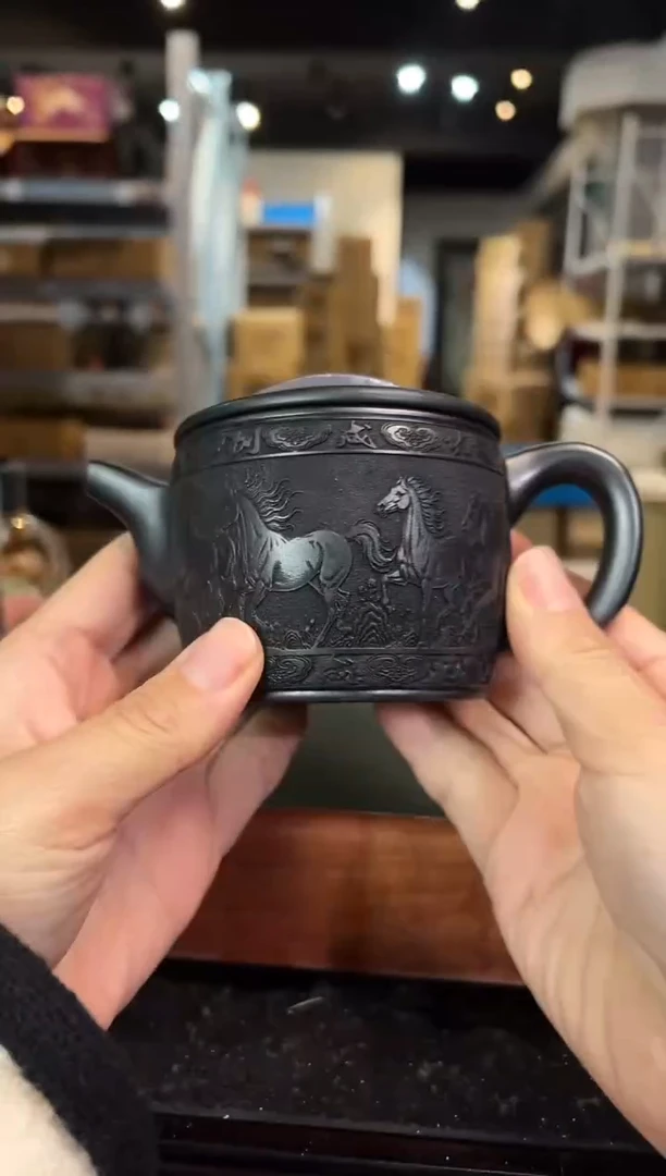 宜兴紫砂 紫砂茶壶 汉瓦