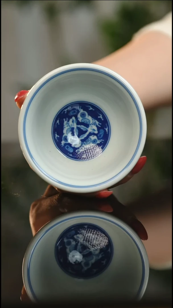 杯子瓷三兔共耳压手100cc