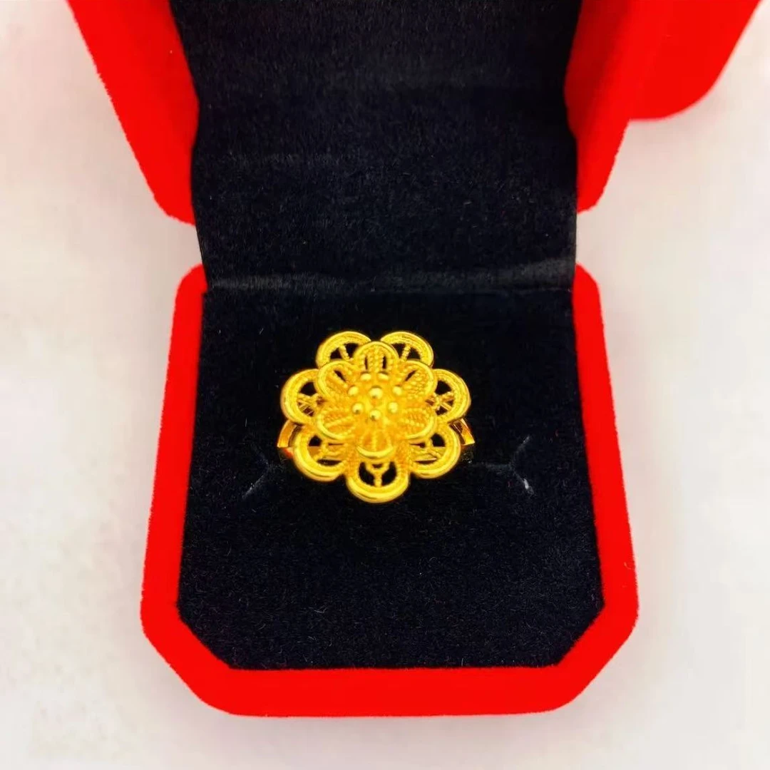 钛钢戒指 花开富贵戒指