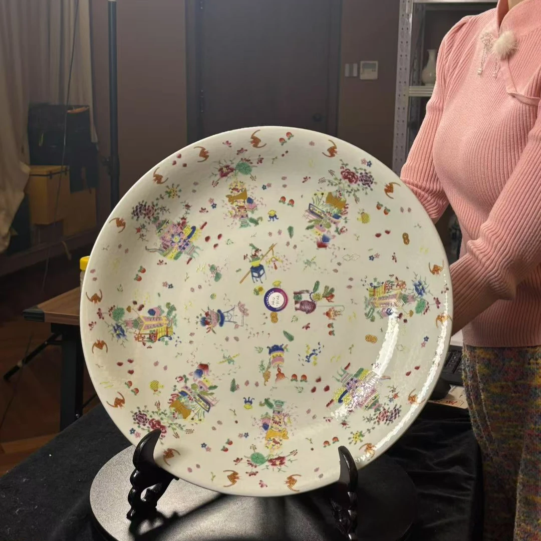 清光绪博古花卉赏盘