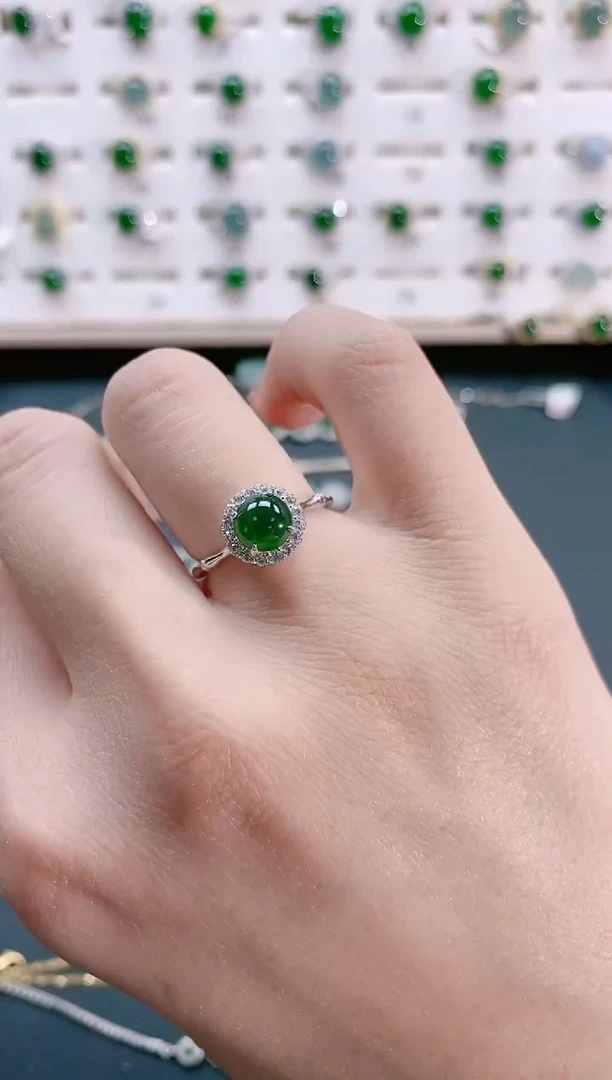 【闪购商品】翡翠戒指银S925镶嵌天然翡翠