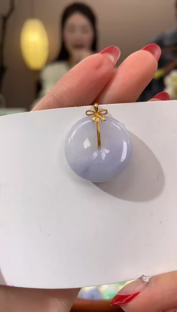 【闪购商品】翡翠颈饰18K金镶嵌天然缅甸a货翡翠