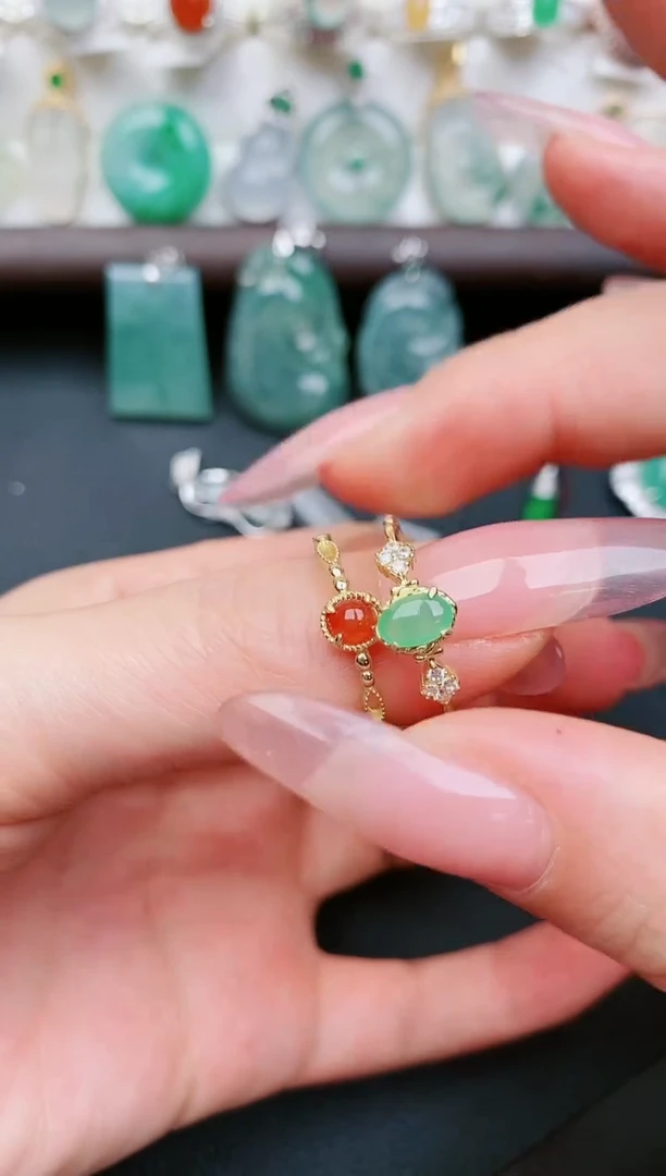 翡翠戒指银S925镶嵌...