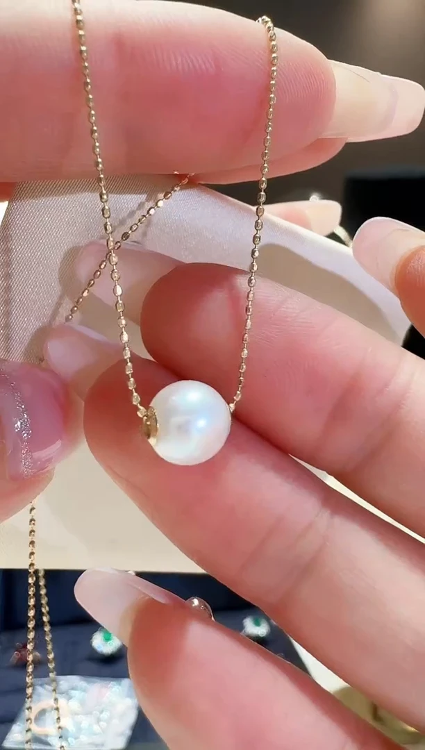 【闪购商品】淡水珍珠单吊坠18K金镶嵌珍珠单吊坠不含链