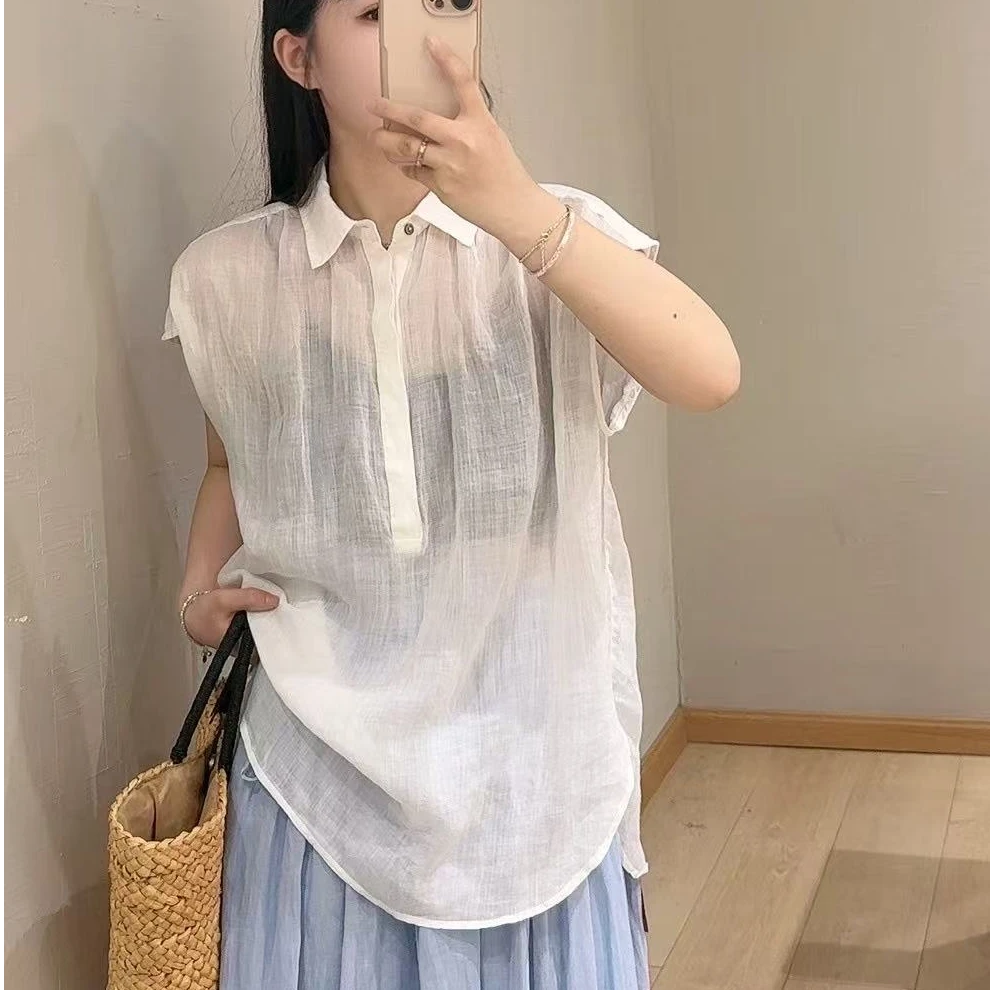 2025年春季小众百搭无袖苎麻衬衫