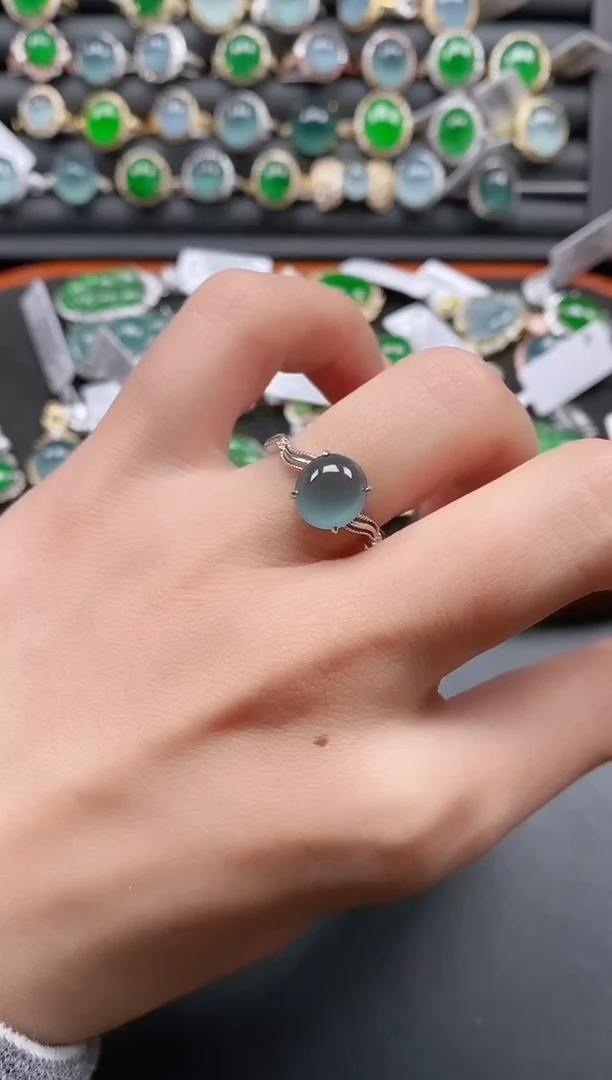 银S925镶嵌戒指翡翠111