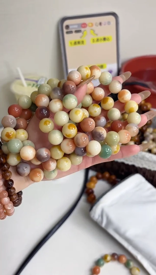 手串菩提根/象牙果沐r45桂花甜糕玉化圆珠14mm手串随机