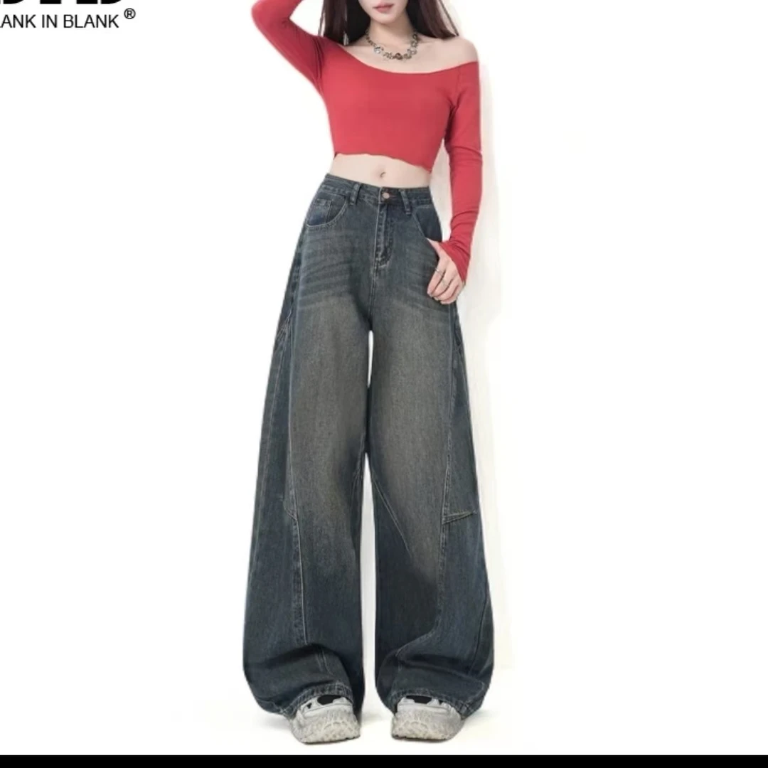 8539加绒高腰复古阔腿裤