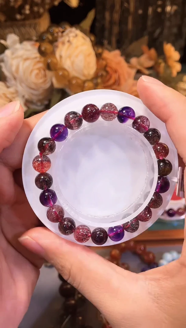 未镶嵌手链水晶黑加仑超七8m+