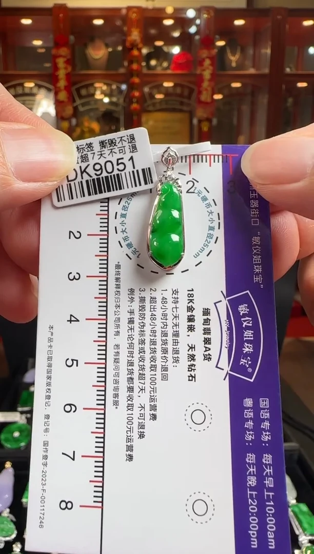 颈饰18K金镶嵌翡翠DK9051 冰绿豆豆