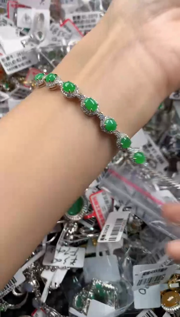 银S925镶嵌戒指翡翠222   9
